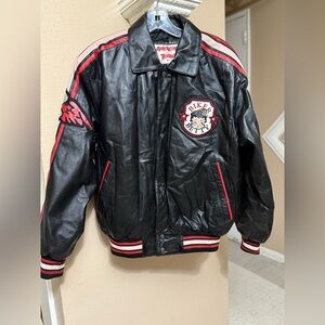 Betty Black Leather Jacket with Red Accents it’s in very good condition